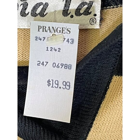 Via L.A Women's Size medium Sweater striped tan and black - Picture 15 of 16